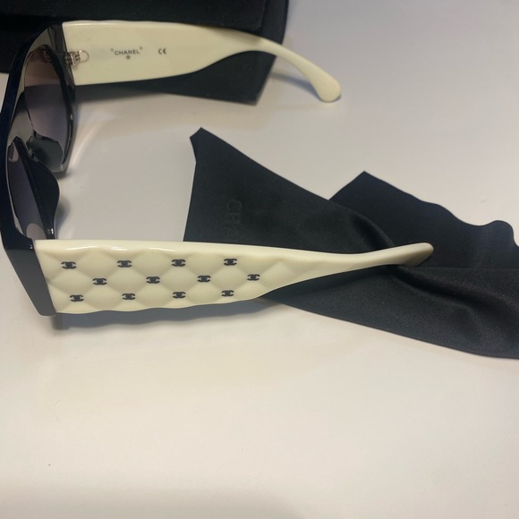 Chanel Black Sunglasses with CC logo embedded on the sides. Like New! Worn on 3x main image 4